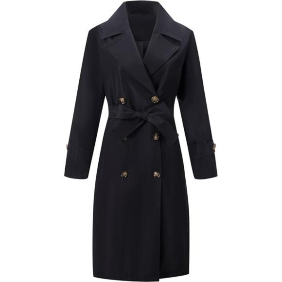 Women Double-Breasted Trench CoatWater ResistantCasual and Business